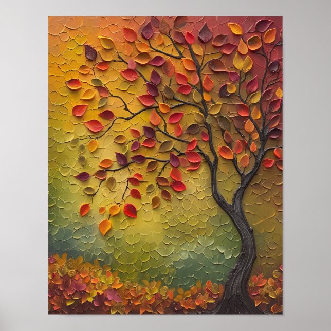 3D-Gemälde Herbstbaum Poster (Vorne)