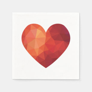 3d geometrisches, modernes rotes Herz Serviette