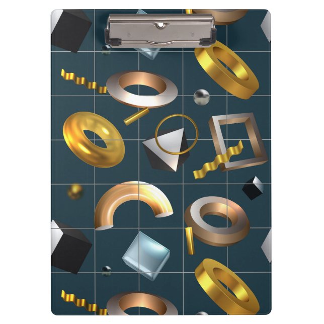 3D Geometrisches Muster Klemmbrett (Vorderseite)