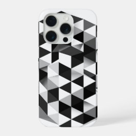 3D Geometrisches Würfel Monochrome Illusionsmuster iPhone 15 Pro Hülle