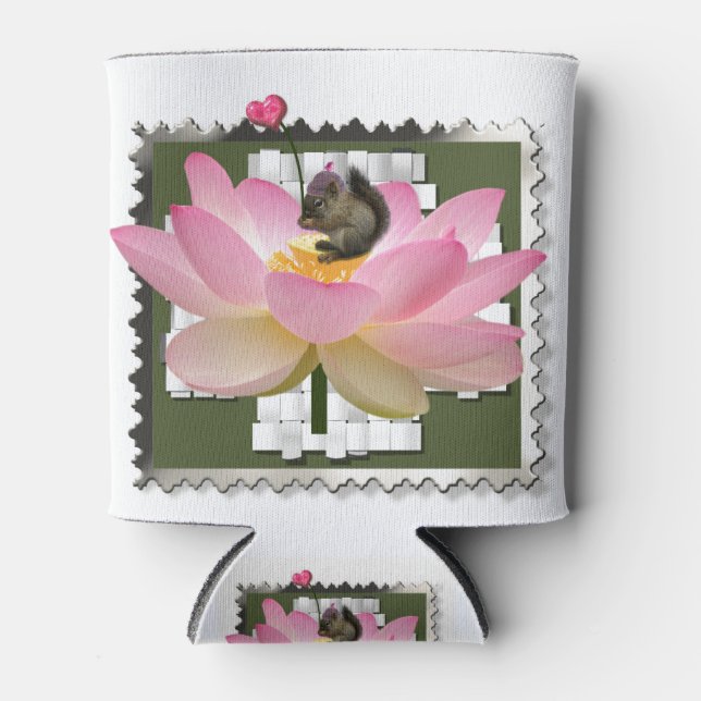 3D Gerahmt Adorable Baby Eichhörnchen auf Blume Dosenkühler (Vorderseite)