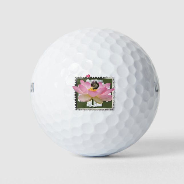 3D Gerahmt Adorable Baby Eichhörnchen auf Blume Golfball (Vorderseite)