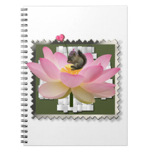 3D Gerahmt Adorable Baby Eichhörnchen auf Blume Notizblock
