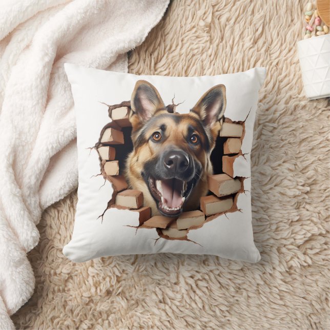 3D German Shepherd Cracked Hole Kissen (Decke)