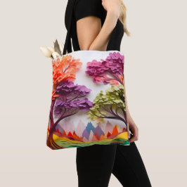 3D-Geschenk für eine mehrfarbige Baumlandschaft Tasche