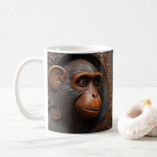 3D-geschliffener Lederschau bedruckter Affe, Ape C Kaffeetasse