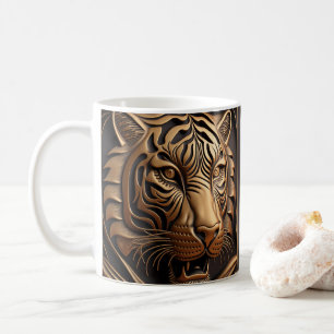 3D-geschliffener Lederschau bedruckter Tiger Kaffeetasse