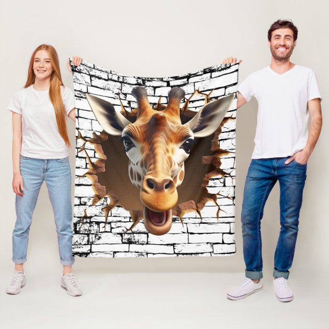 3D-Giraffen-Wandbruch-Kunst – Realistischer Safari Fleecedecke (Beispiel)