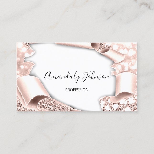 3D-Glitzer Makeup Event-Planer Rose Blush Glam Visitenkarte (Vorderseite)