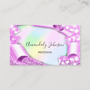 3D-Glitzer Makeup Event-Planner Holograph Pink Visitenkarte
