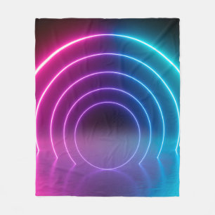 3d, glühende Linien, Tunnel, Neonlichter, virtuell Fleecedecke