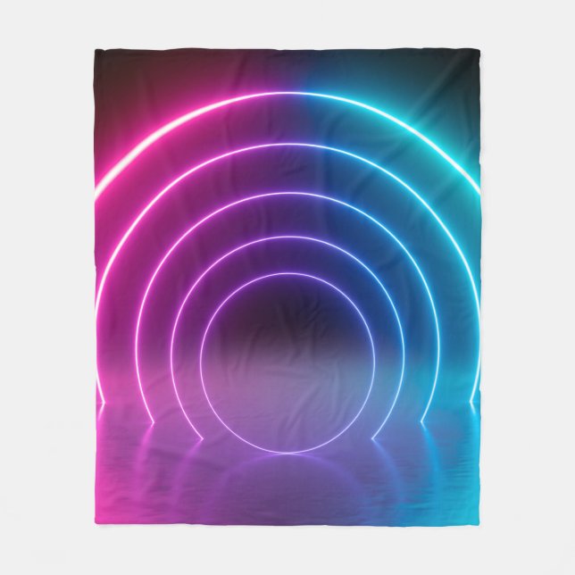 3d, glühende Linien, Tunnel, Neonlichter, virtuell Fleecedecke (Vorderseite)