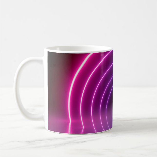 3d, glühende Linien, Tunnel, Neonlichter, virtuell Kaffeetasse (Links)