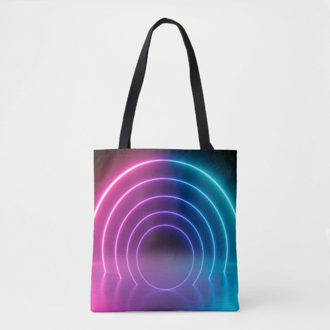 3d, glühende Linien, Tunnel, Neonlichter, virtuell Tasche (Vorderseite)