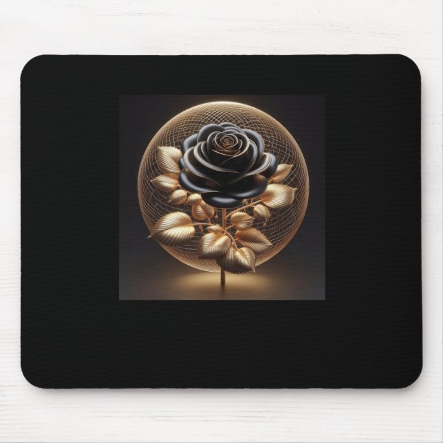 3d Gold Black Rose #16 Aufkleber Mousepad (Vorne)