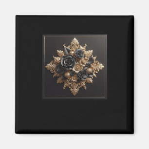 3d Gold Black Rose #22 Aufkleber Magnet