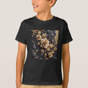 3d Gold Black Rose #24 Aufkleber T-Shirt