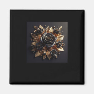 3d Gold Black Rose #4 Aufkleber Magnet