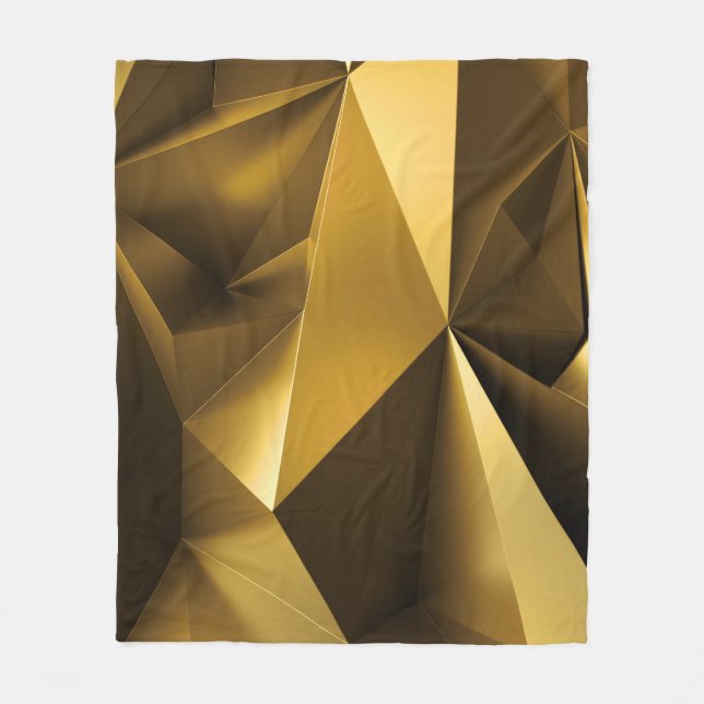 3D Gold Crystal Abstrakt Panorama Fleecedecke (Vorderseite)