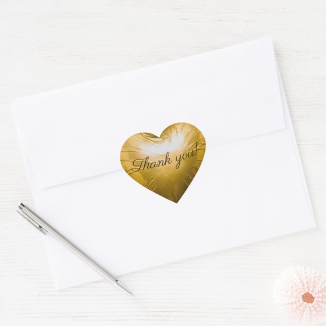 3D Gold Heart Wrap Vielen Dank Herz-Aufkleber (Umschlag)
