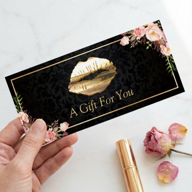 3D Gold Lips Beauty Salon Geschenkgutschein (Von Creator hochgeladen)