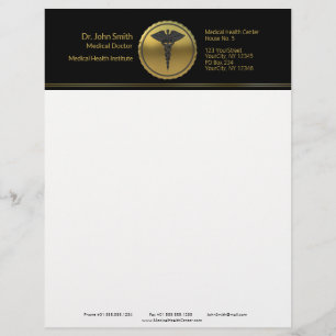 3D Gold Medizinisches Professionelles Caduceus Emb Briefbogen