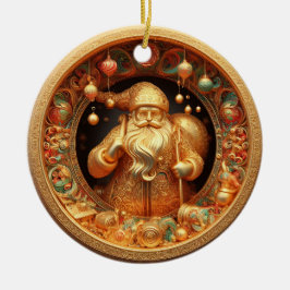 3d gold Weihnachtsklausel Keramik Ornament