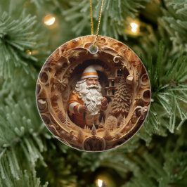 3d Gold-Weihnachtsklausel Keramik Ornament