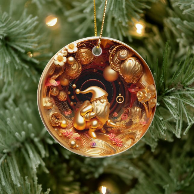 3d gold Weihnachtsklausel Keramik Ornament (Baum)