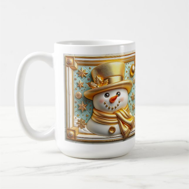 3D Golden Christmas Snowman Kaffeetasse (Links)
