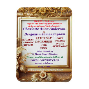 3D Golden Floral Botanischer Rahmen Magnet