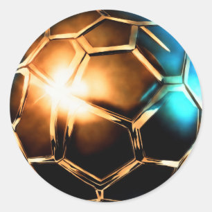 3D Golden Soccer Runder Aufkleber