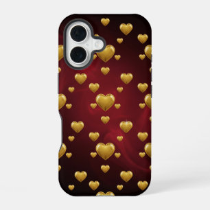 3D Goldherzen Crimsons Luxus iPhone 16 Hülle