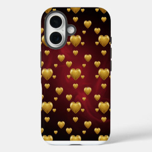 3D Goldherzen Crimsons Luxus iPhone 16 Hülle