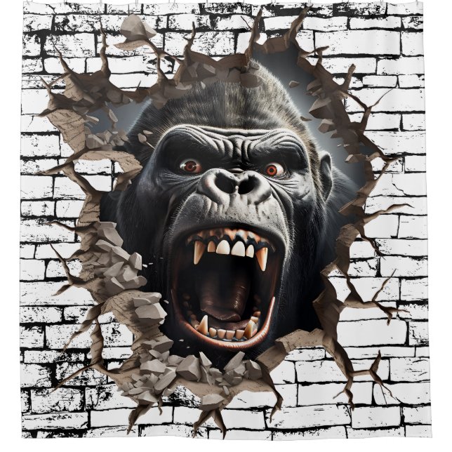 3D Gorilla Wall Break - Paradies für Kletterhexen: Duschvorhang (Vorderseite)