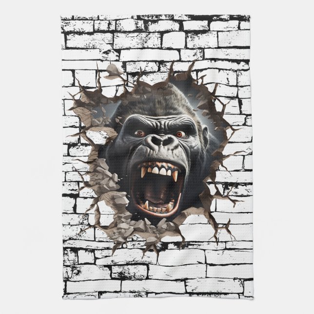 3D Gorilla Wall Break - Paradies für Kletterhexen: Geschirrtuch (Vertikal)