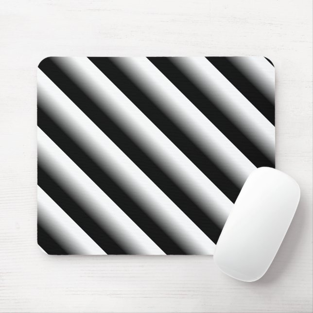 3D Gradient Black, Gray and White Stripe Mousepad (Mit Mouse)