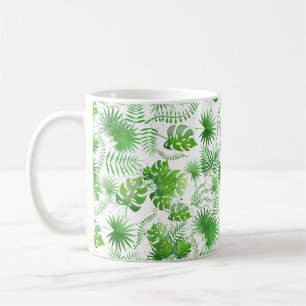 3D Green Blätter Muster 01A Blue BG Kaffeetasse