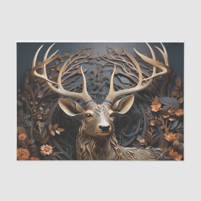 3d Große Antler Buck Deer Rustikale Dekoupage Seidenpapier (Vorderseite)