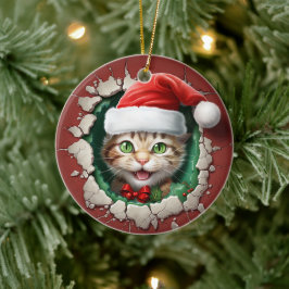 3d Grüne mit Augen Katze Keramik Ornament