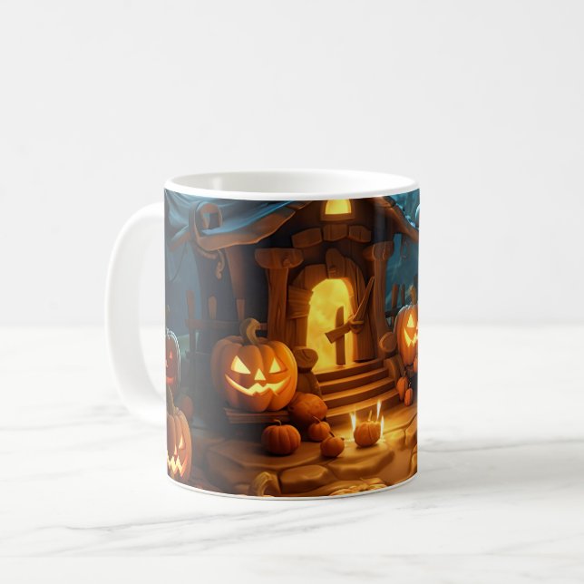3D Halloween Pumpkin Spuk Haus Kaffeetasse (Vorderseite Links)