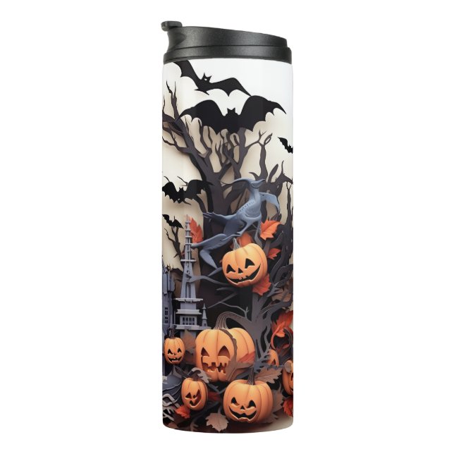 3D Halloween Pumpkin Spuk Haus Thermosbecher (Nach rechts gedreht)