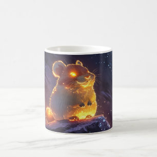 3D-Hamster, von innen beleuchtet, mit Kaffeetasse