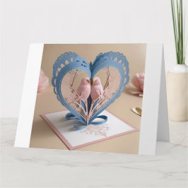 3D Herz-Grußkarte mit Vögeln Karte