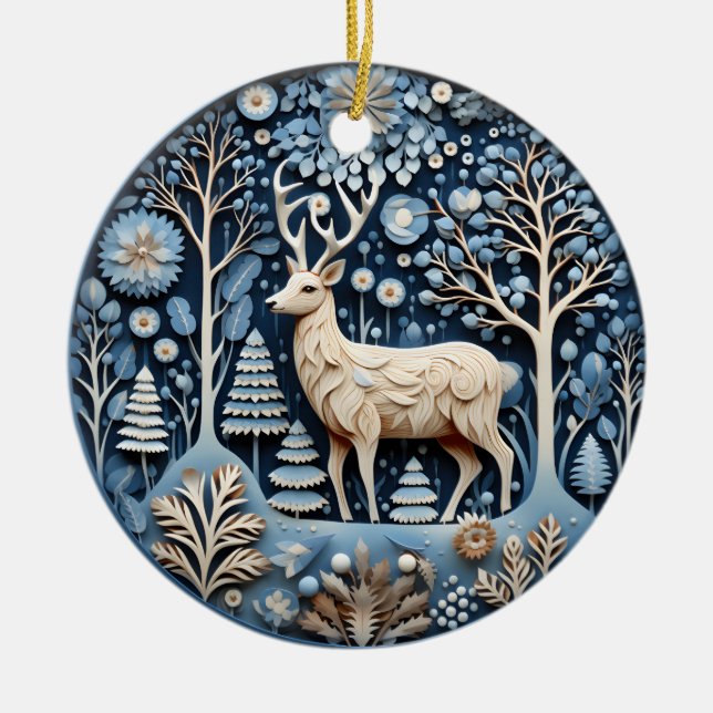 3D Hirschschmucktier Keramik Ornament (Vorne)