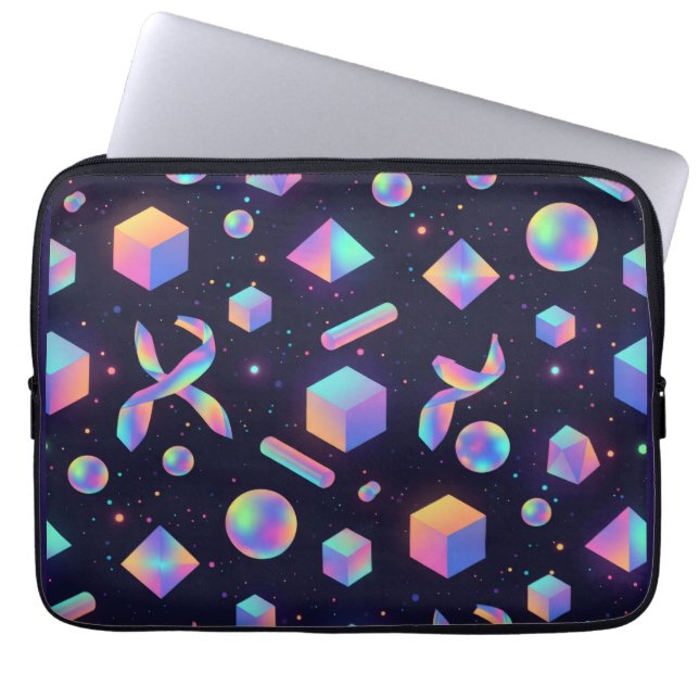 3D Holographic Geometric Padded Laptop Sleeve (Vorderseite)