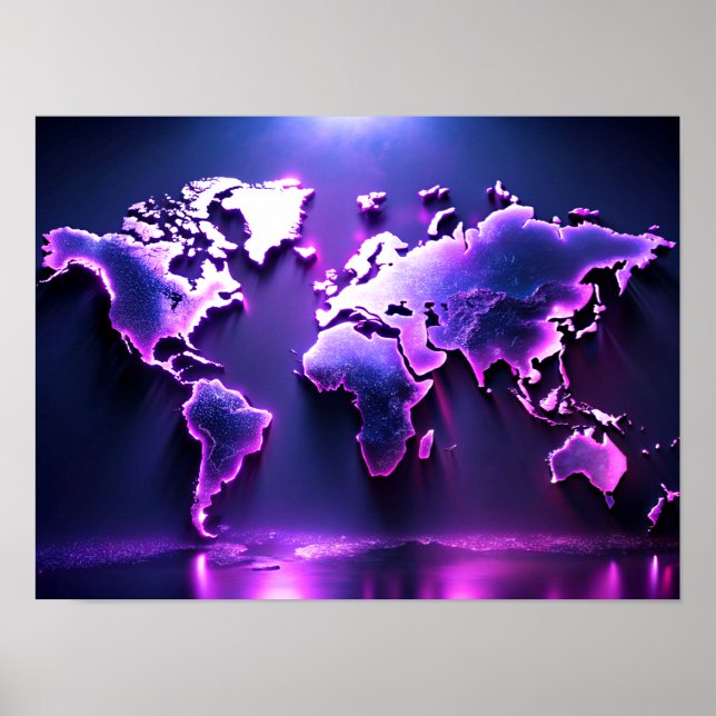 3D-Holzwall Art Water Farbe Weltkarte Poster (Vorne)