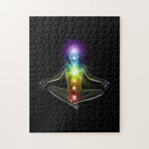 3d human in Yoga-Pose mit Chakras