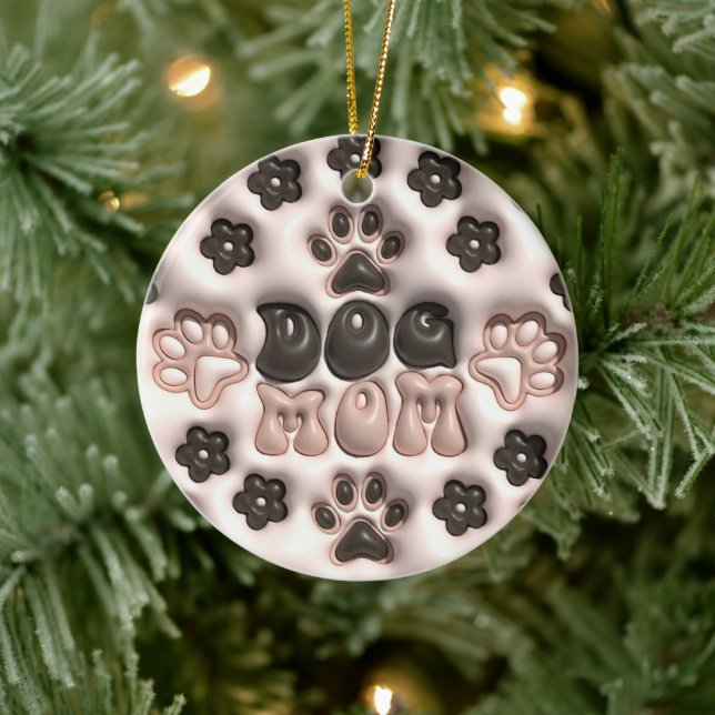 3D Hunde Mama Weihnachten Keramik Ornament (Baum)