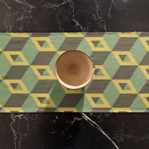 3D-Illusion-Quadrat-Muster Kurzer Tischläufer